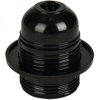 Патрон ECOLA BASE с кольцом карболит E27 Черный (1 из ч/б уп. по 10)