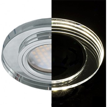 Светильник ECOLA MR16 LD1650 GU5.3 Glass Стекло с подсветкой Круг Хром / Хром 25x95 (кd74) Светильник ECOLA MR16 LD1650 GU5.3 Glass Стекло с подсветкой Круг Хром / Хром 25x95 (кd74)