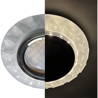 Светильник ECOLA MR16 LD1661 GU5.3 Glass Стекло Круг с крупными матовыми стразами Конус с подсветкой/фон мат./центр.часть хром 38x95