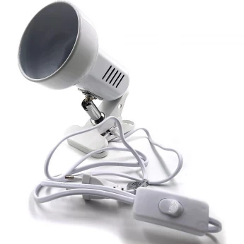 Светильник на прищепке ECOLA BASE E27 закрытый с вилкой и выключателем, белый